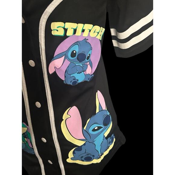 Stitch Disney Women’s Baseball Black Jersey Top Size Small-See Dimensions - Picture 5 of 9